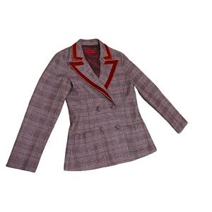 THE GIGI Wool Blend Double Breasted Plaid Blazer IT 40 US M Made In Italy Career
